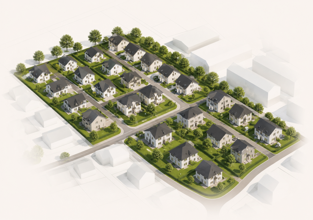 3D Animation Bebauung Gartenstadt Taucha
